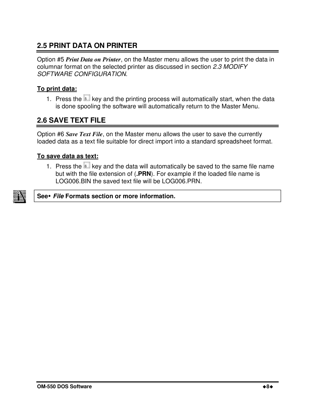 Omega Vehicle Security OM-550 manual Print Data on Printer, Save Text File, To print data, To save data as text 