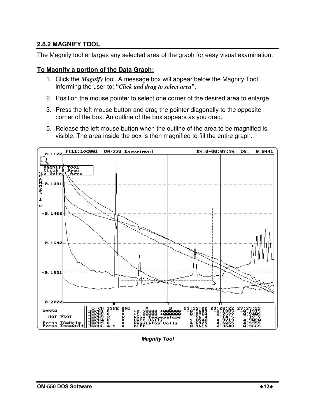 Omega Vehicle Security OM-550 manual Magnify Tool, To Magnify a portion of the Data Graph 