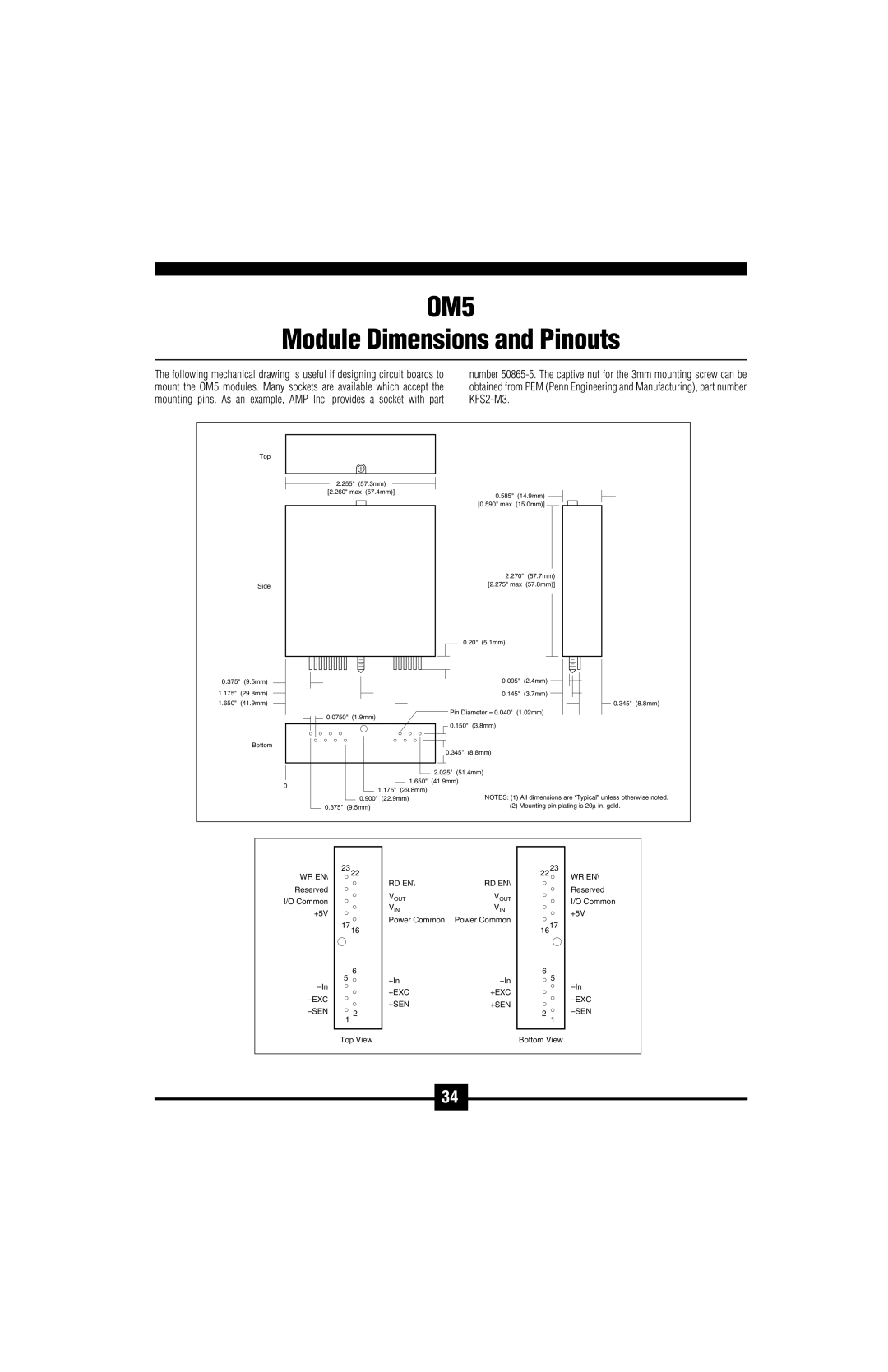 Omega Vehicle Security OM5-C manual Module Dimensions and Pinouts 