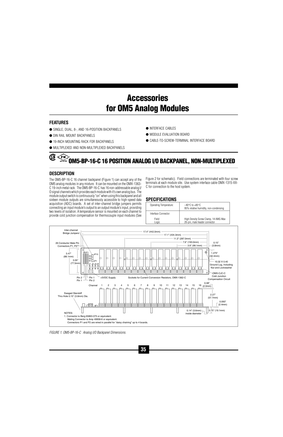 Omega Vehicle Security OM5-C manual Accessories For OM5 Analog Modules, Specifications 