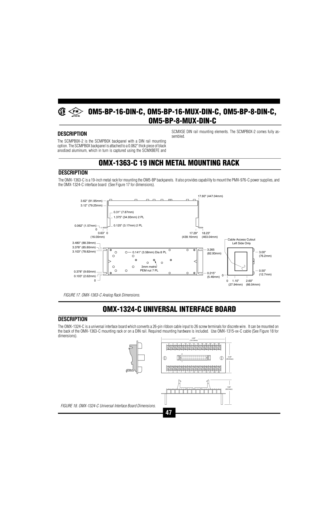 Omega Vehicle Security OM5-C manual OMX-1363-C 19 Inch Metal Mounting Rack 