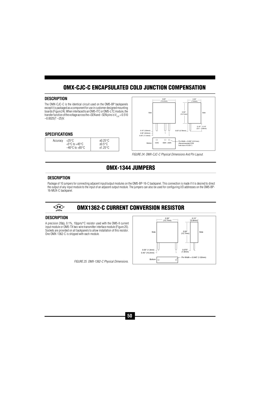 Omega Vehicle Security OM5-C manual OMX-CJC-C Encapsulated Cold Junction Compensation 