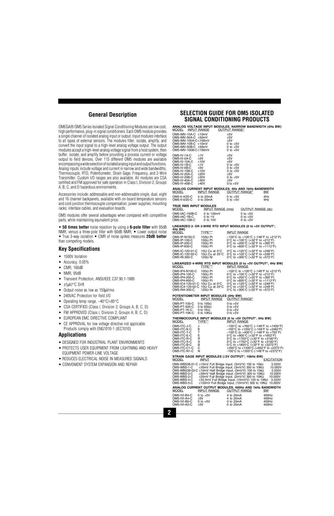 Omega Vehicle Security OM5-C manual European EMC Directive Compliant, Designed for Industrial Plant Environments 