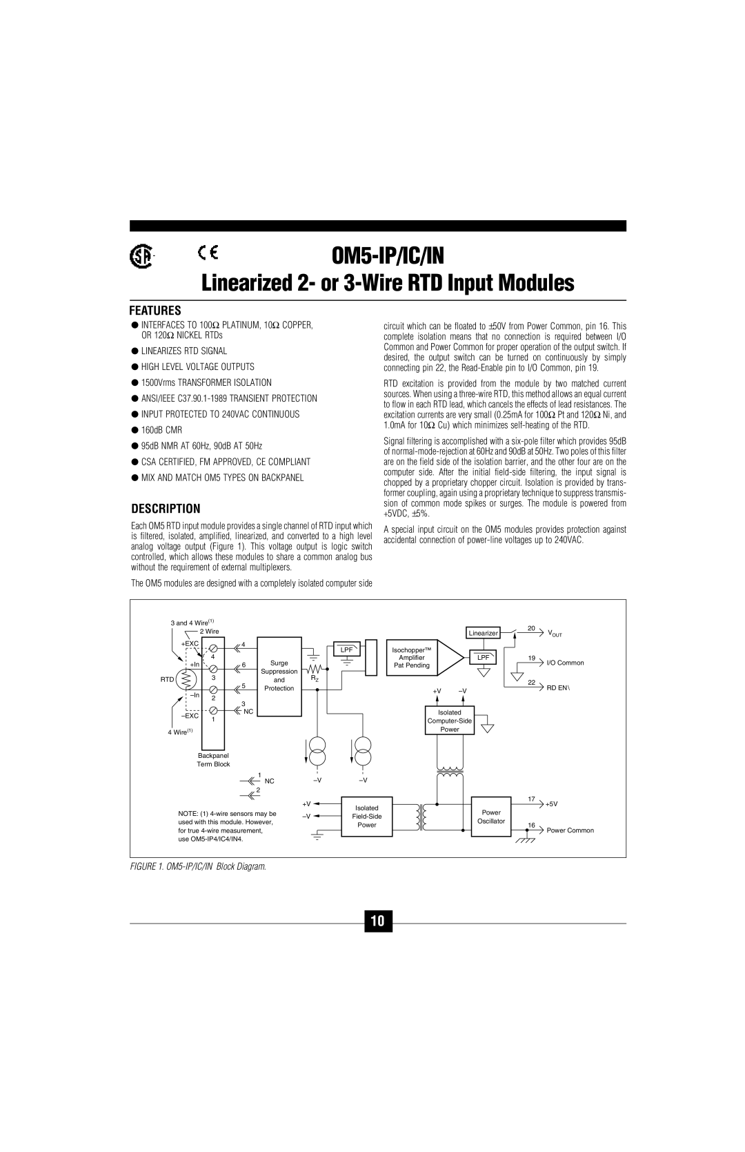 Omega Vehicle Security OM5-C manual OM5-IP/IC/IN, Linearized 2- or 3-Wire RTD Input Modules 