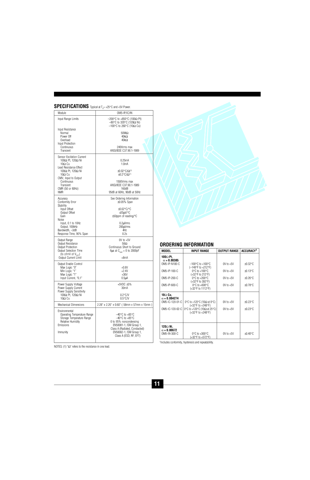 Omega Vehicle Security OM5-C manual OM5-IP/IC/IN, Model Input Range 