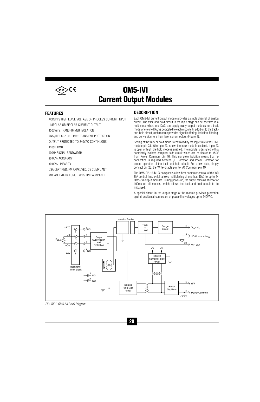 Omega Vehicle Security OM5-C manual OM5-IVI, Current Output Modules, Unipolar or Bipolar Current Output 