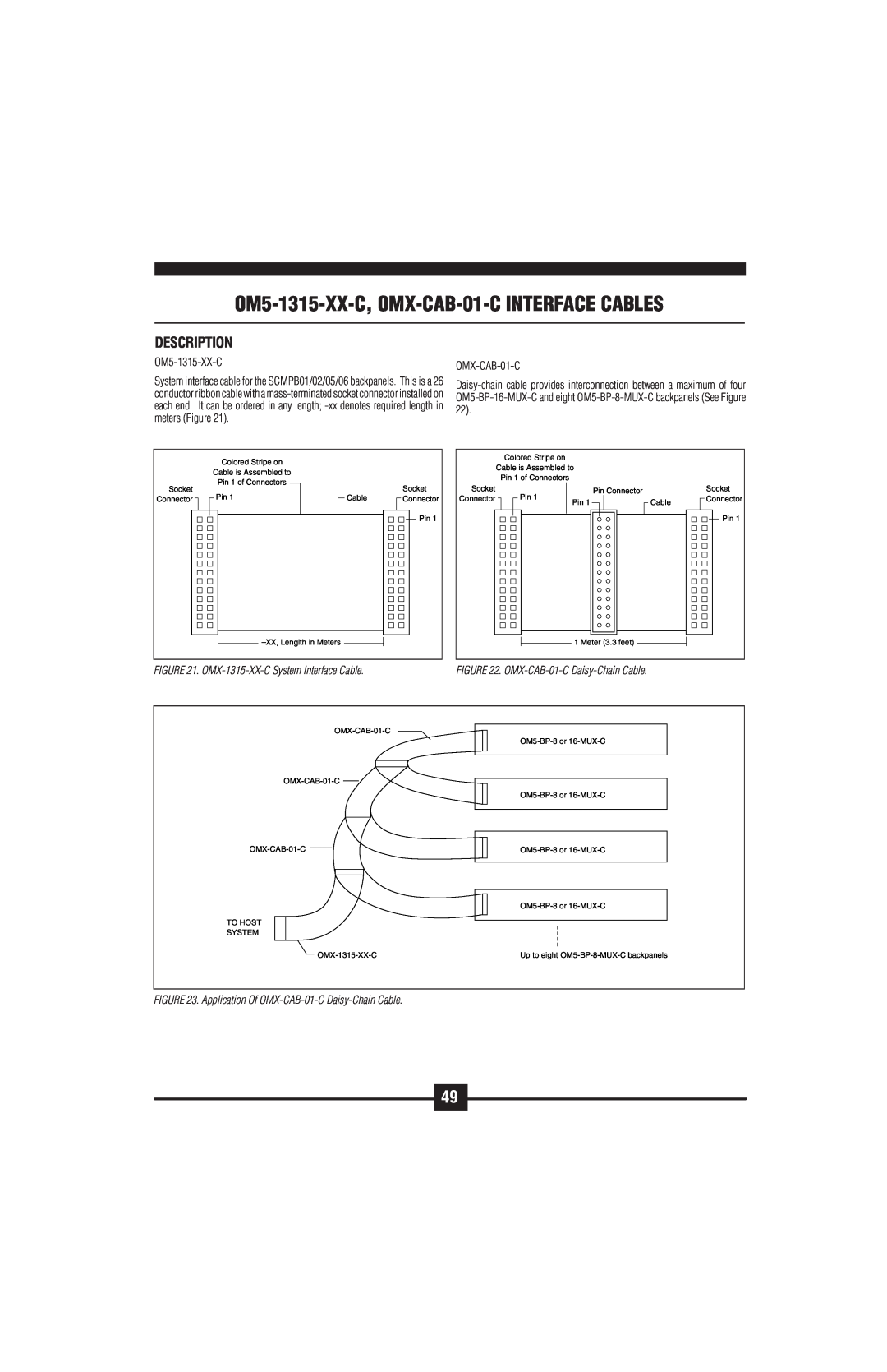 Omega Vehicle Security OM5-C manual OM5-1315-XX-C, OMX-CAB-01-CINTERFACE CABLES, Description, meters Figure 