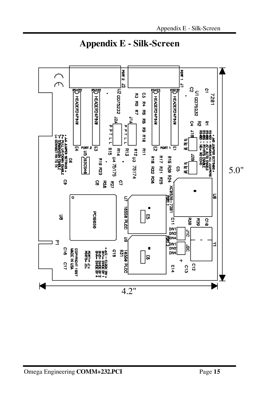 Omega Vehicle Security OMG-COMM232-PCI manual Appendix E Silk-Screen 