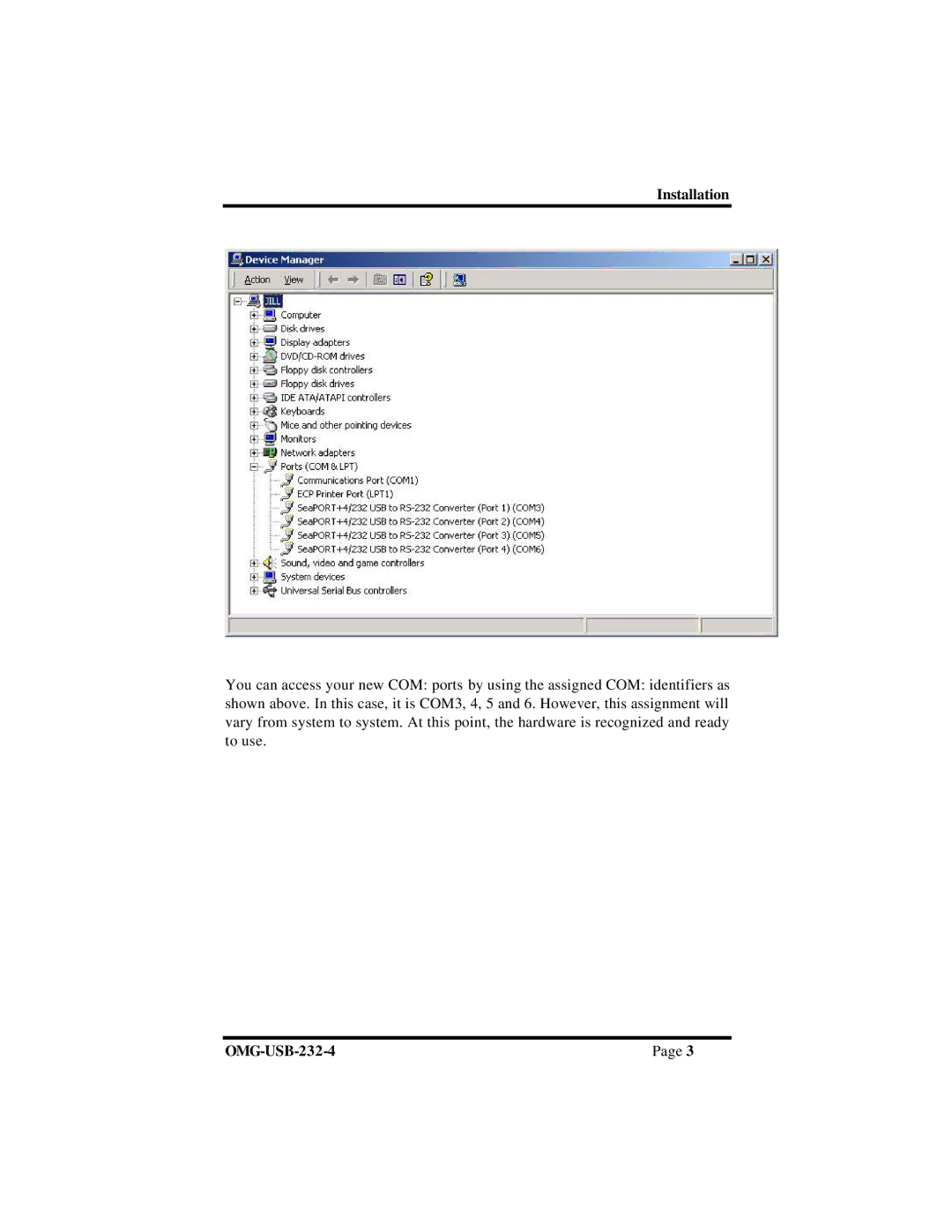 Omega Vehicle Security OMG-USB-232-4 manual Installation 