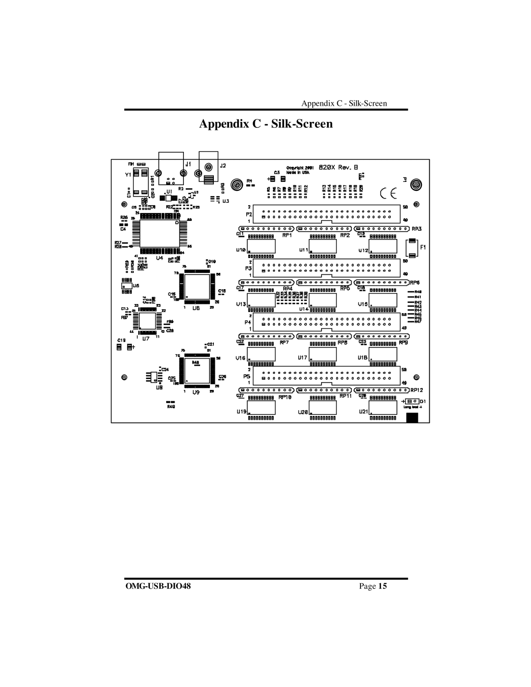 Omega Vehicle Security OMG-USB-DIO48 manual Appendix C Silk-Screen 