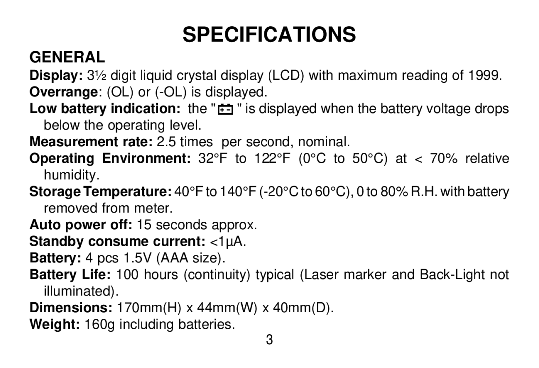 Omega Vehicle Security OS643-LS manual Specifications, General 