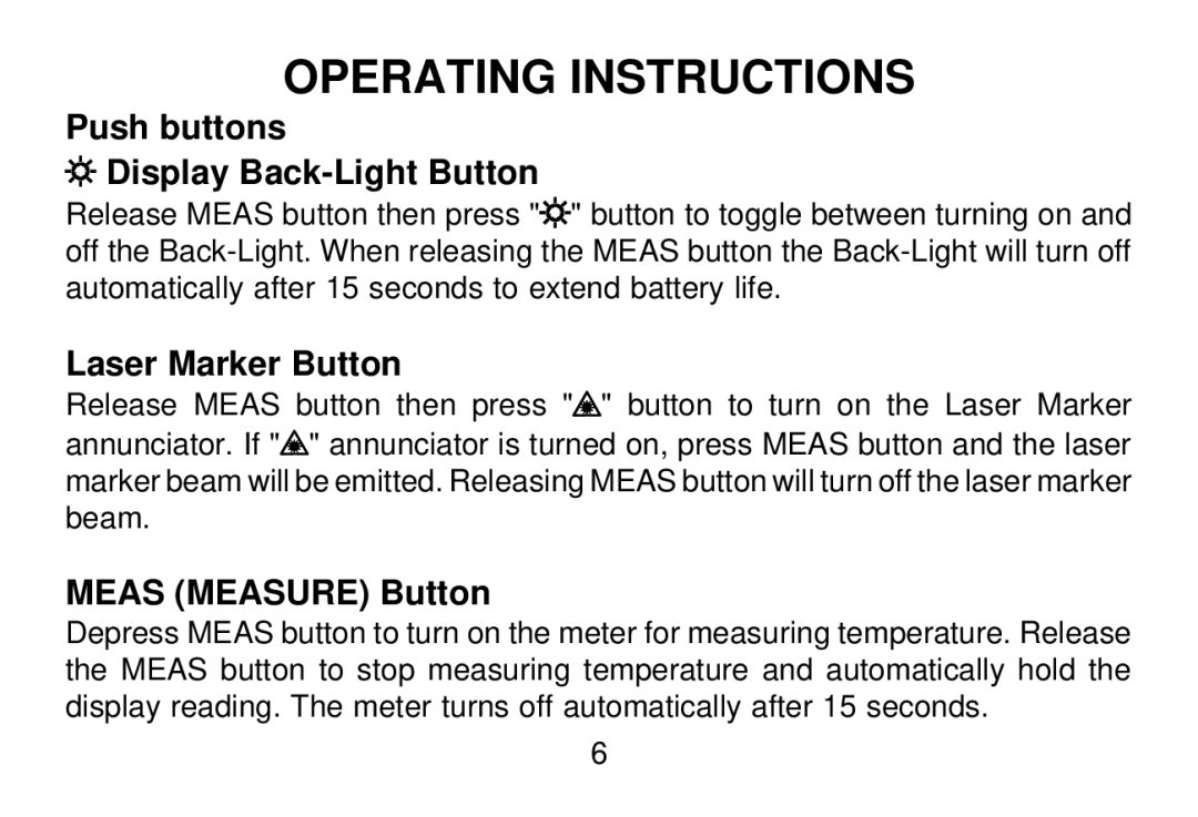 Omega Vehicle Security OS643-LS manual Operating Instructions, Push buttons Display Back-Light Button 