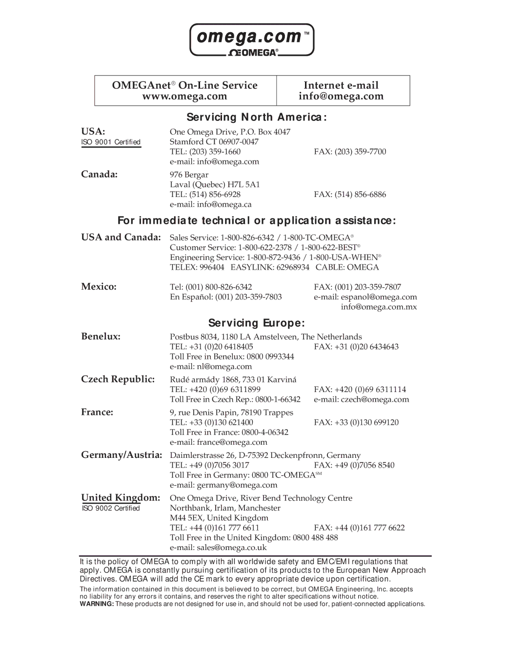 Omega Vehicle Security PSW141 series manual Servicing North America, For immediate technical or application assistance 