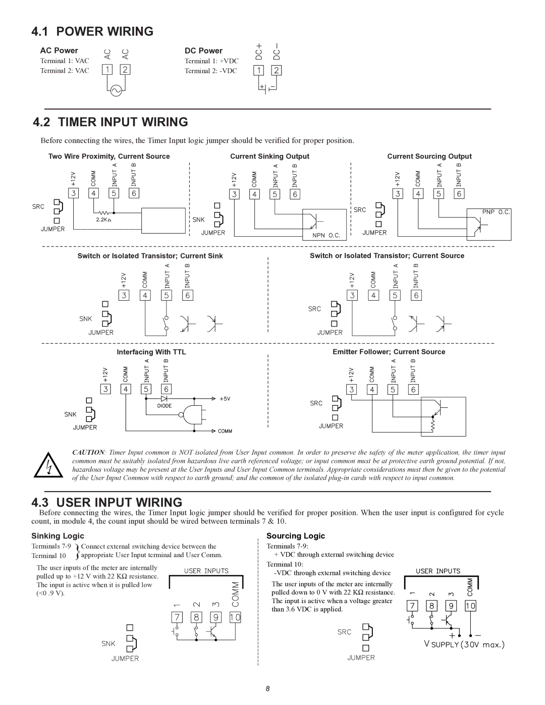 Omega Vehicle Security PTC900 manual AC Power DC Power, Sinking Logic, Sourcing Logic 