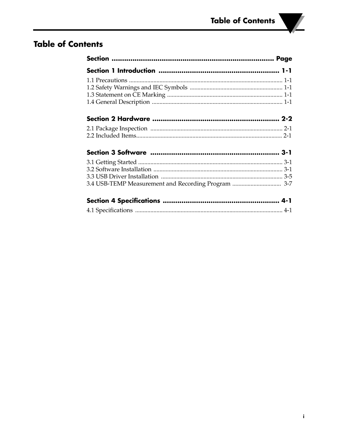 Omega Vehicle Security TJ-USB manual Table of Contents 