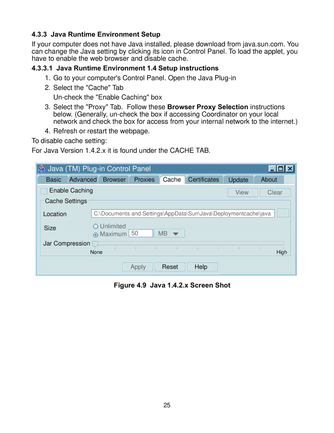 Omega Vehicle Security zSeries manual Java Runtime Environment Setup, Java Runtime Environment 1.4 Setup instructions 