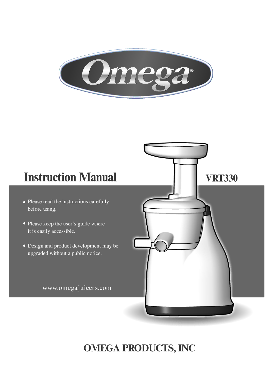 Omega VRT380HDC, VRT330, VRT350HD, VRT370HDS, BMJ330 instruction manual Omega PRODUCTS, INC 