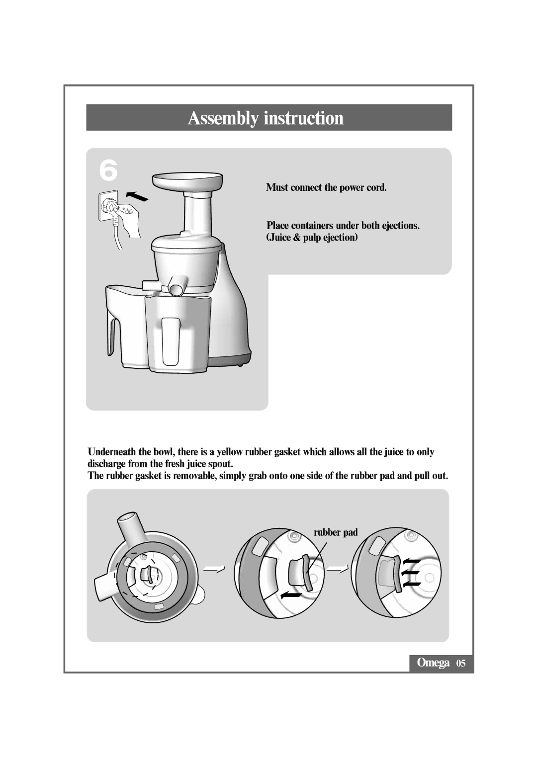 Omega VRT370HDS, VRT330, VRT350HD, BMJ330, VRT380HDC instruction manual Assembly instruction 