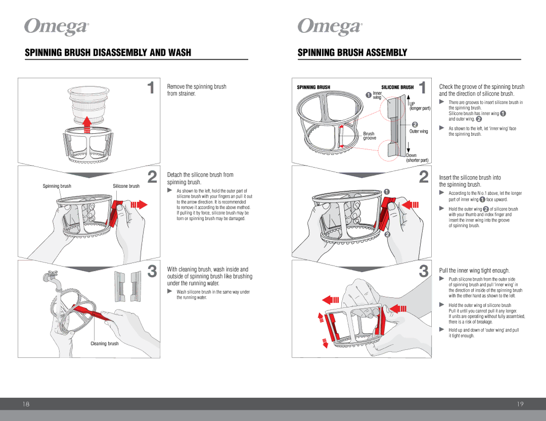 Omega VRT400 Spinning Brush Disassembly and Wash Spinning Brush Assembly, Remove the spinning brush from strainer 