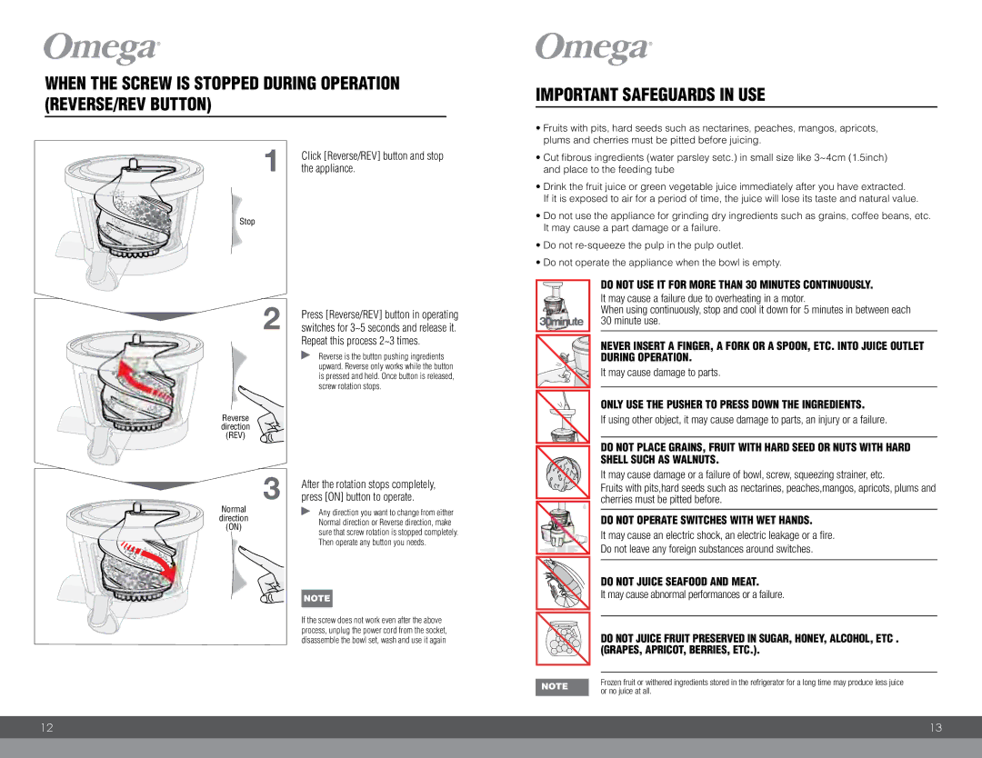 Omega VRT400 instruction manual Important Safeguards in USE 