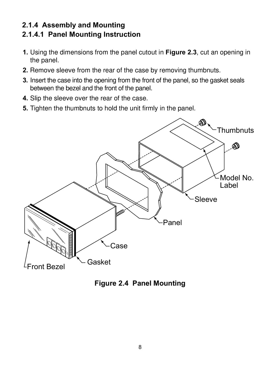 Omega WI8XX-U manual Assembly and Mounting 2.1.4.1 Panel Mounting Instruction 