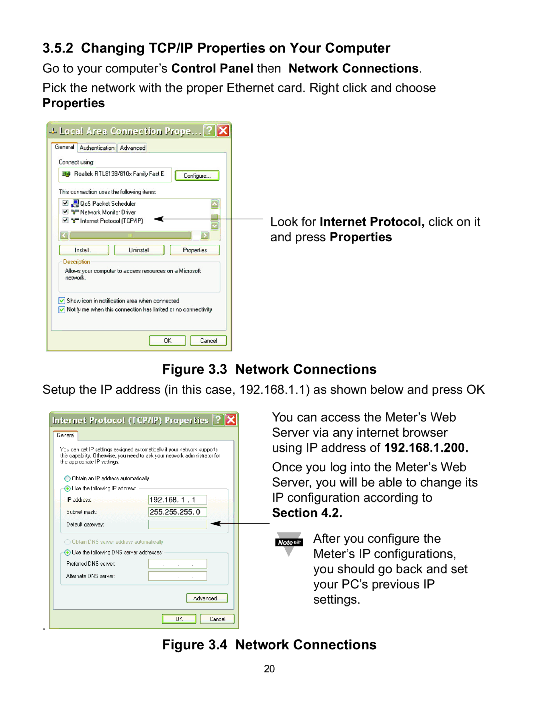 Omega WI8XX-U manual Changing TCP/IP Properties on Your Computer, Section 