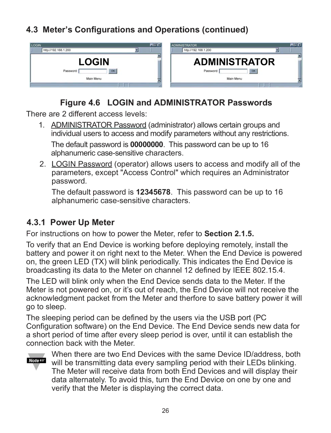 Omega WI8XX-U manual Login Administrator, Power Up Meter 