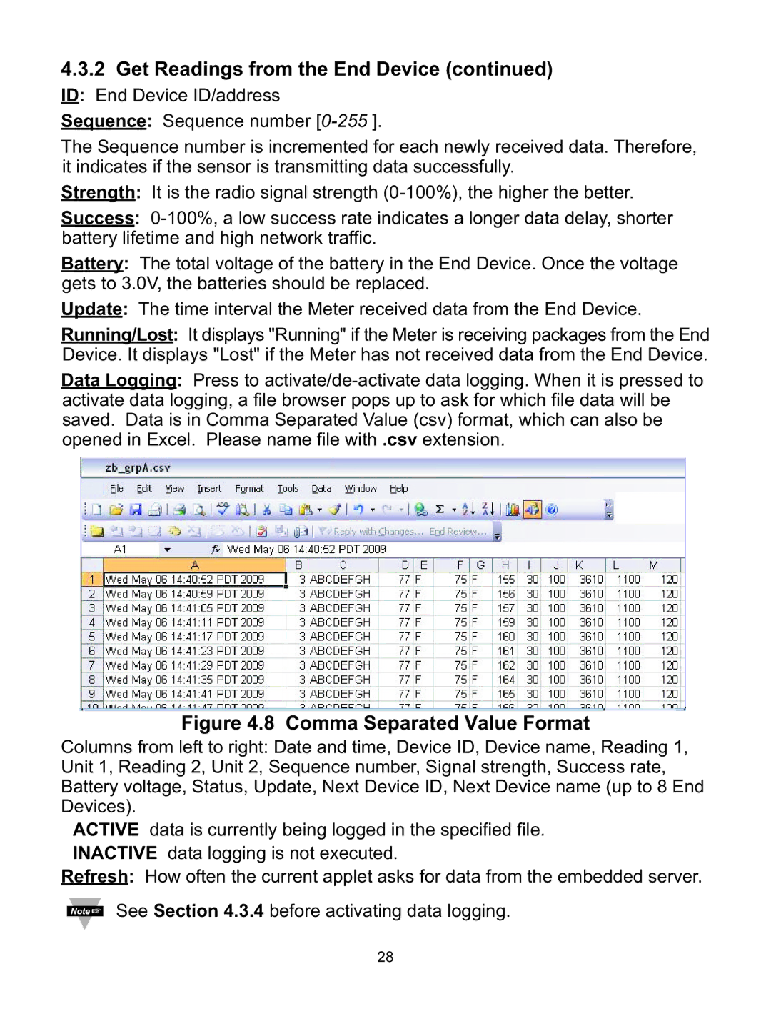 Omega WI8XX-U manual Get Readings from the End Device ID End Device ID/address 