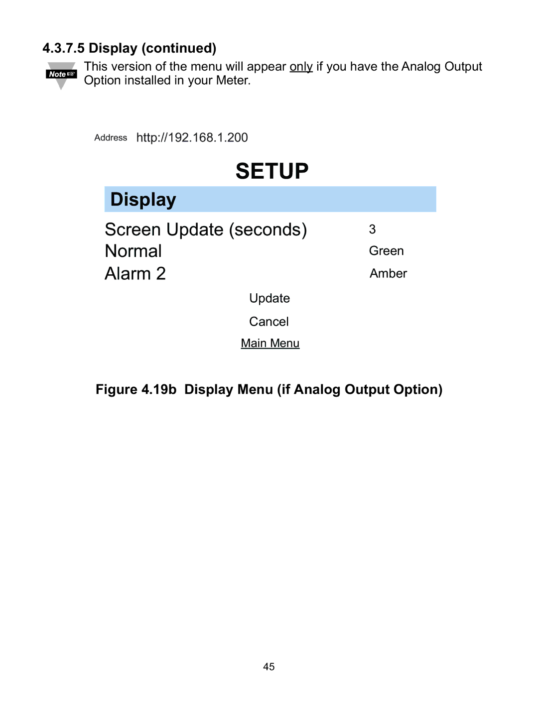 Omega WI8XX-U manual 19b Display Menu if Analog Output Option 