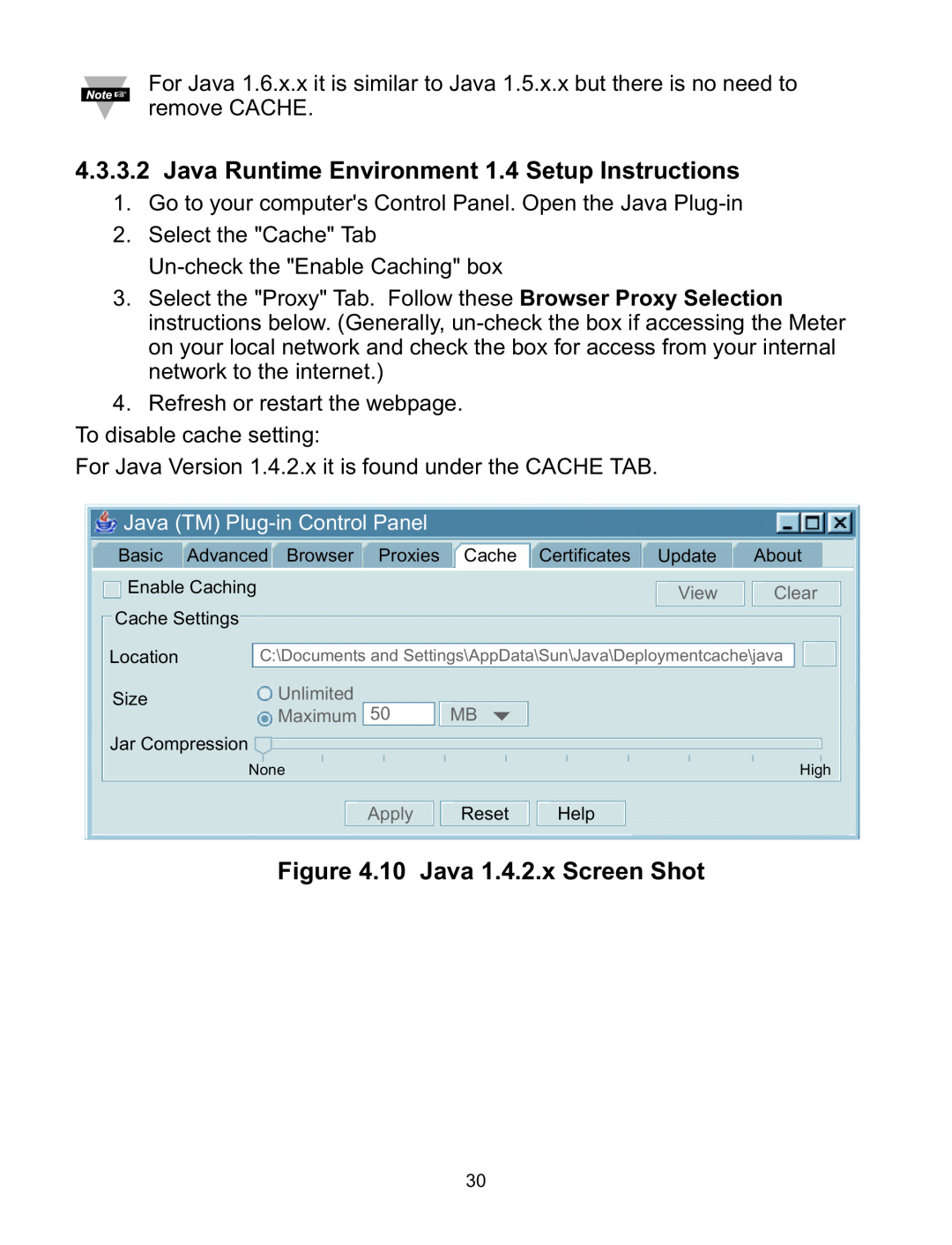Omega WI8XX-U manual Java Runtime Environment 1.4 Setup Instructions, 10 Java 1.4.2.x Screen Shot 