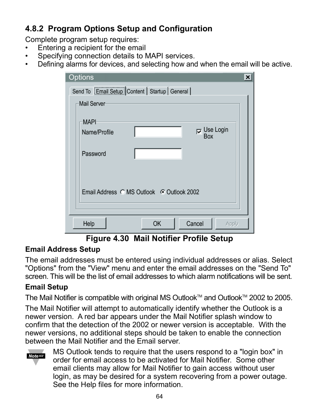 Omega WI8XX-U manual 30 Mail Notifier Profile Setup, Email Address Setup, Email Setup 