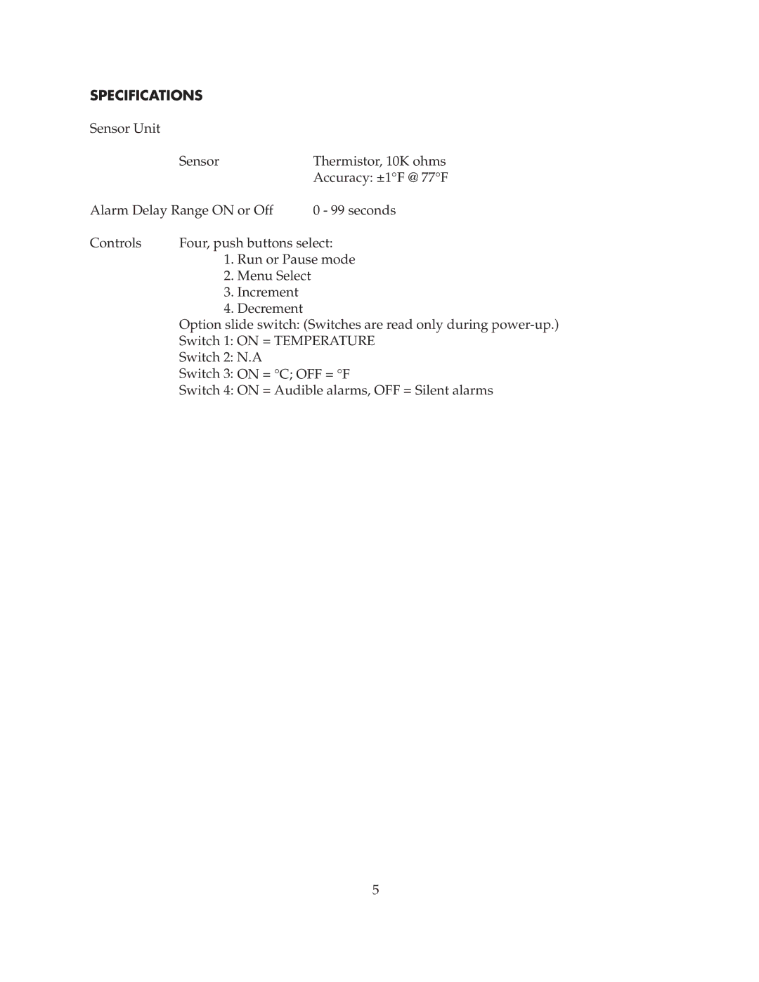 Omega WMS-T-AL manual Specifications 