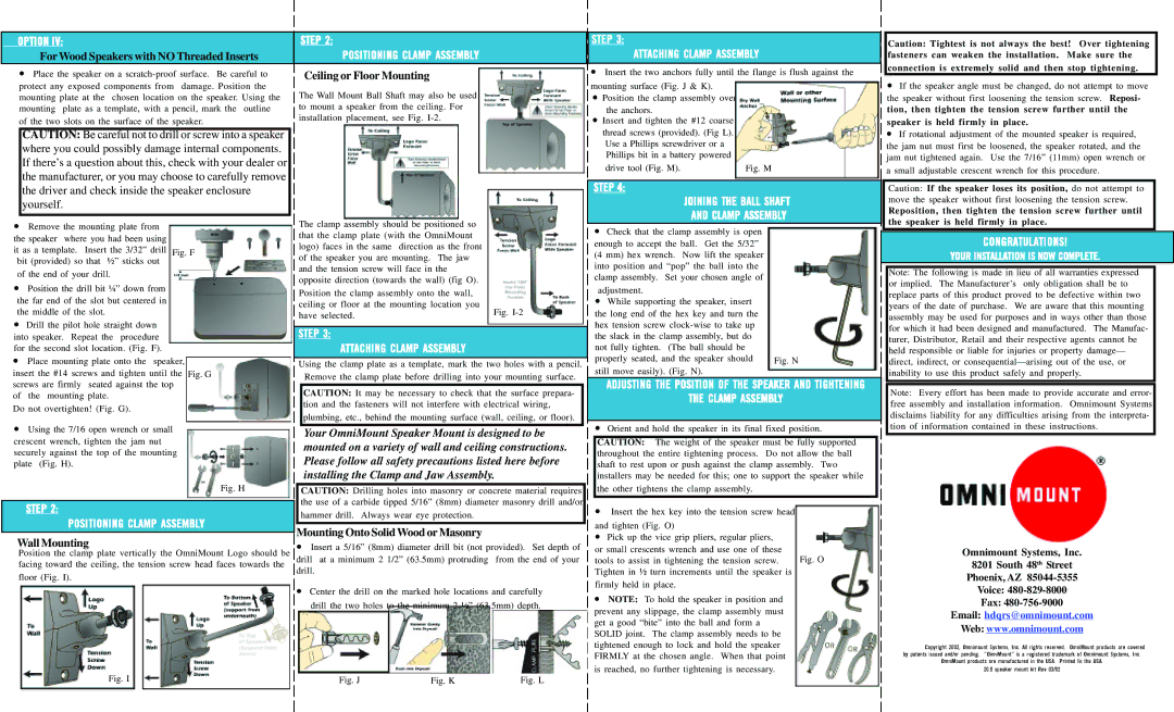 Omnimount 20.0 Option Step, Step Attaching Clamp Assembly, Step Positioning Clamp Assembly, Congratulations 