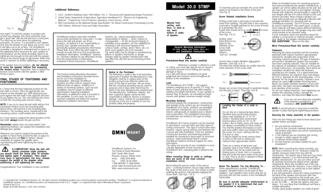 Omnimount 30.0 STMP manual 