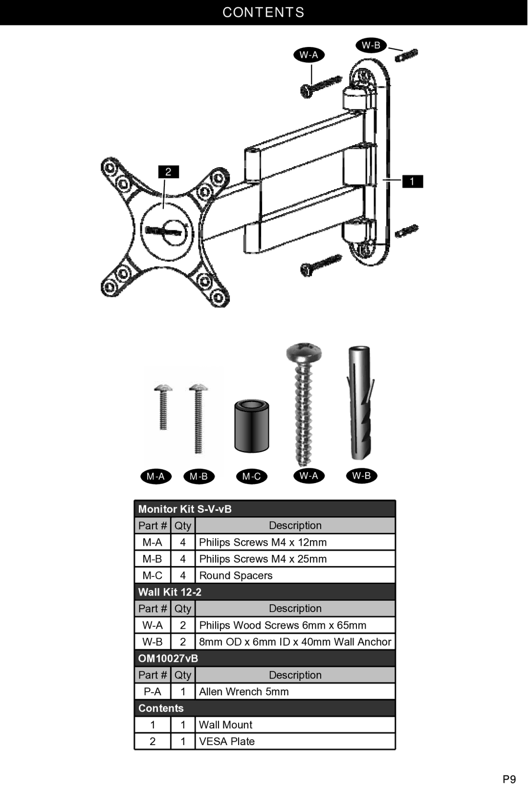 Omnimount 75-CL, OM10027, 100-CL manual Contents 