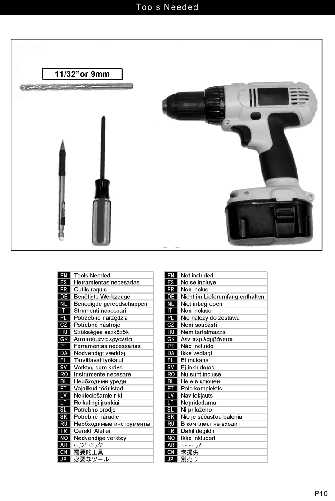 Omnimount OM10032, 75-FD, 100-FD manual Tools Needed, P10 