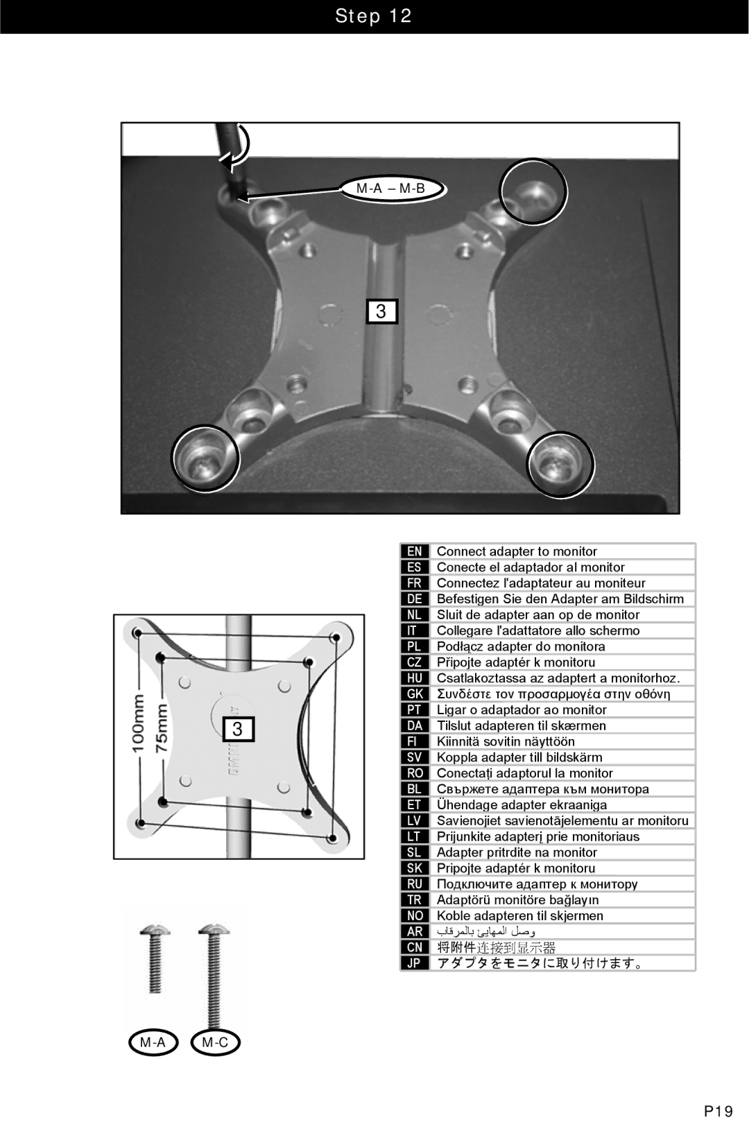 Omnimount OM10032, 75-FD, 100-FD manual Step, P19 