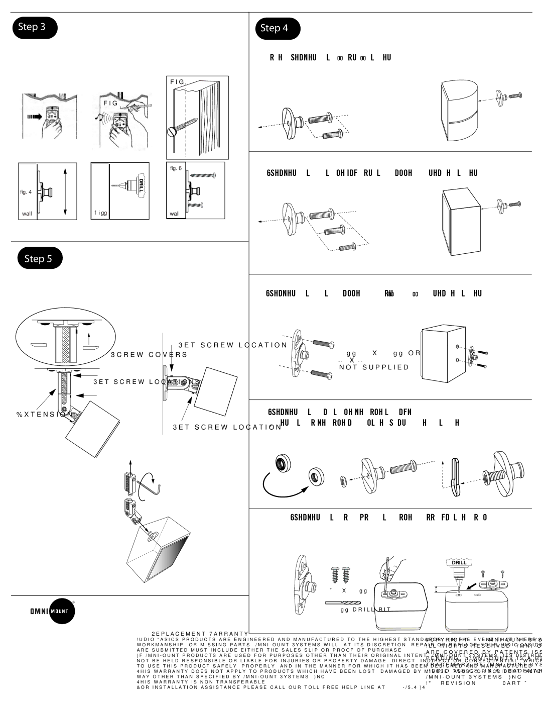 Omnimount AB2 HTS installation instructions Installation of wall plate, Installation of adjusting knuckle and extension 