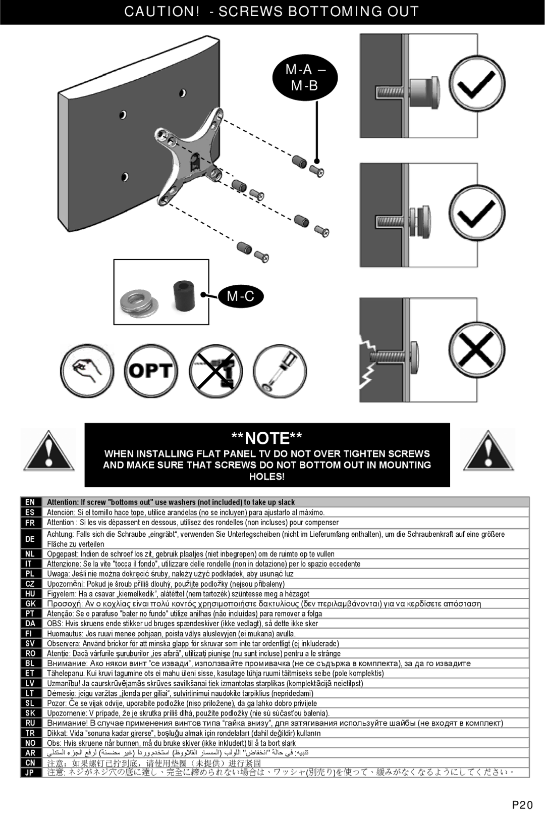 Omnimount CL-S, OM10033 instruction manual P20 