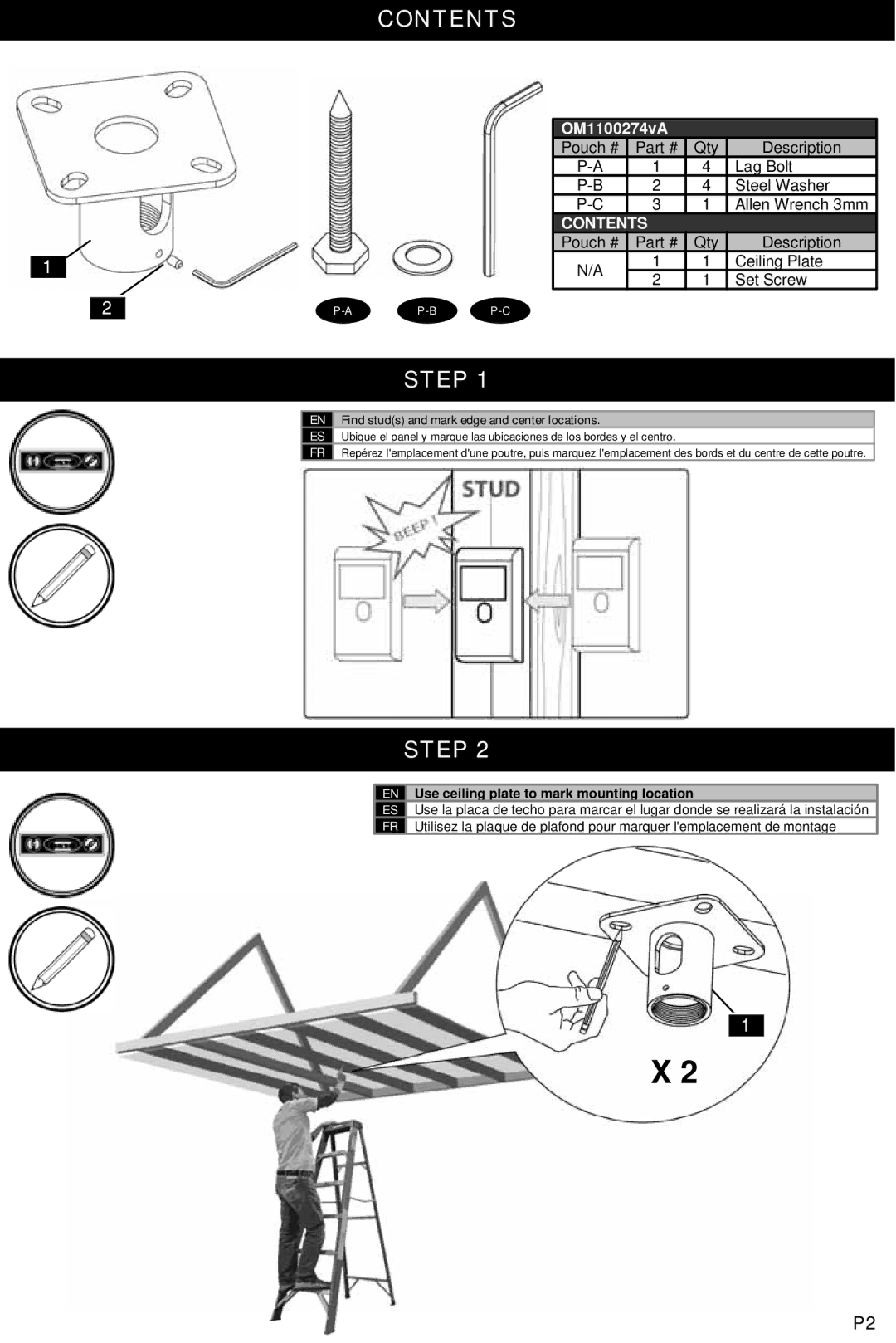 Omnimount L3-OM1100274-PRO-110409vA, CP-4 instruction manual Contents 