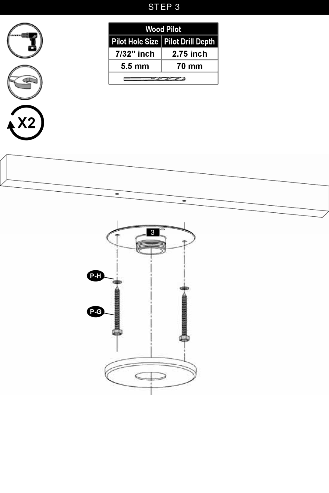 Omnimount OM1004108, HDPJTMA instruction manual Inch 70 mm 