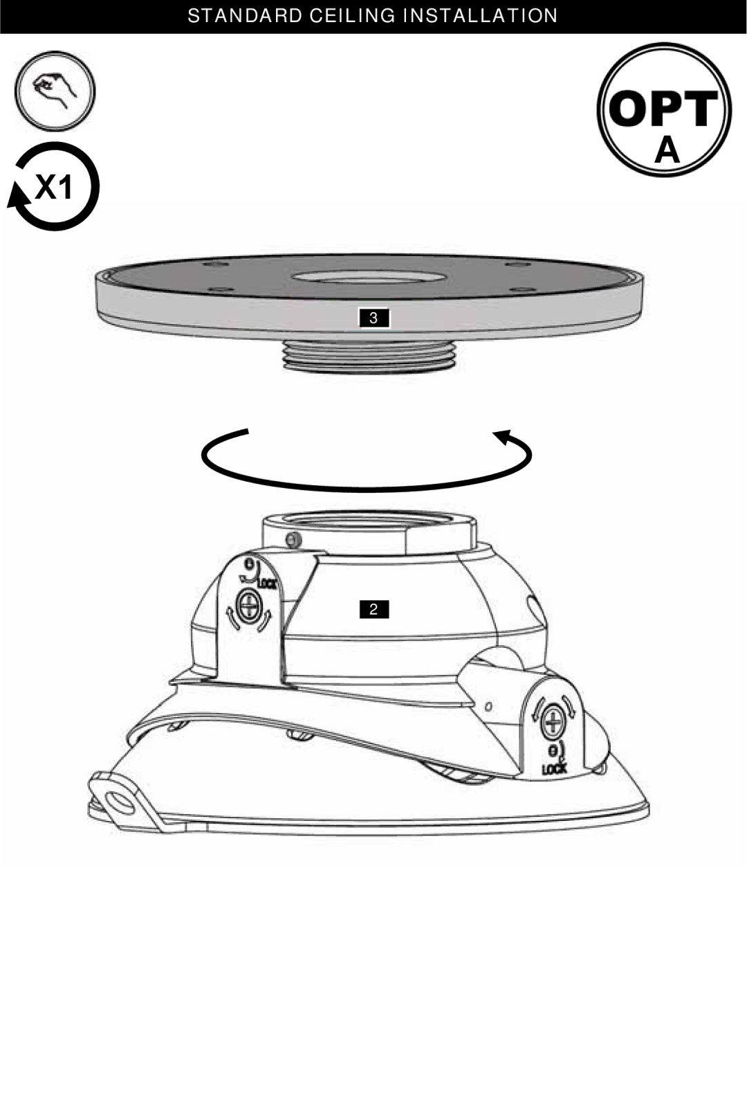 Omnimount HDPJTMA, OM1004108 instruction manual Standard Ceiling Installation 