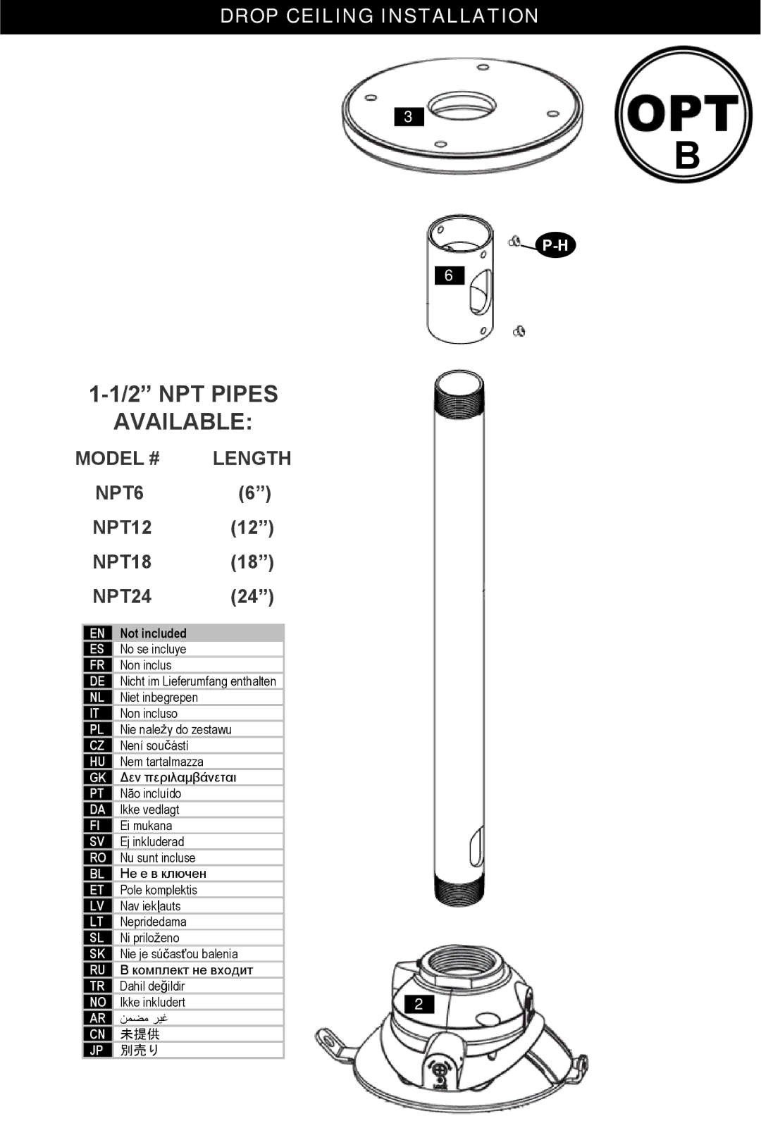 Omnimount OM1004108, HDPJTMA instruction manual Available, Drop Ceiling Installation 