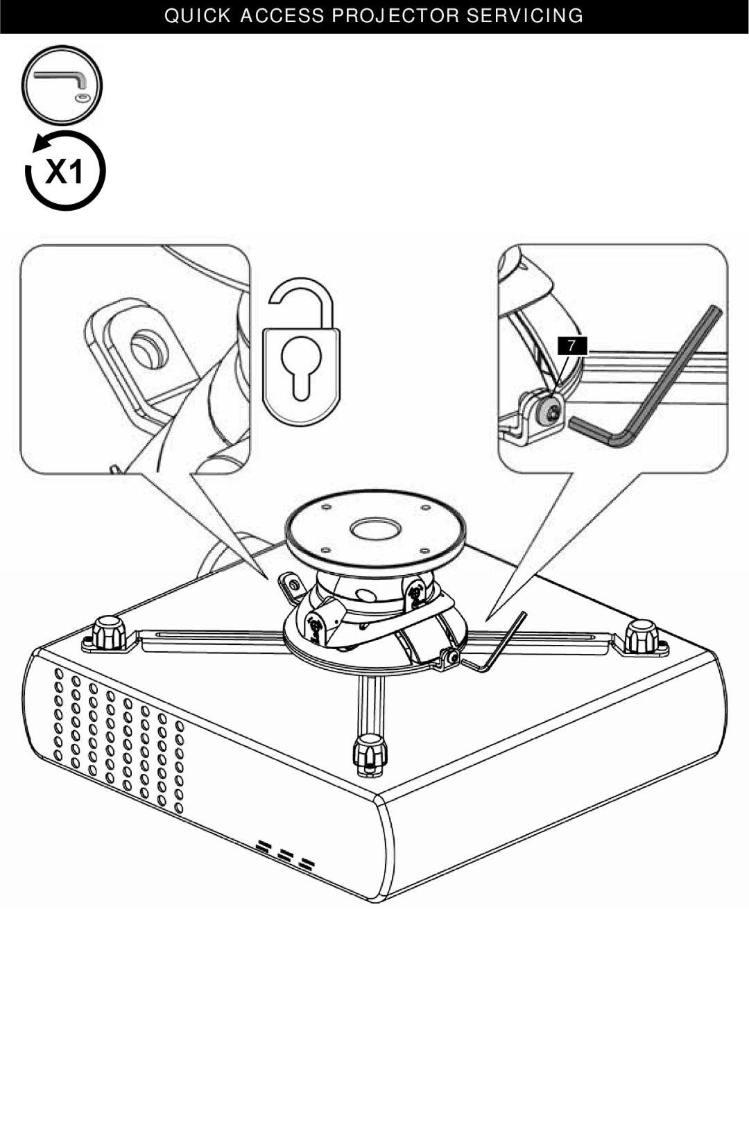 Omnimount OM1004108, HDPJTMA instruction manual Quick Access Projector Servicing 