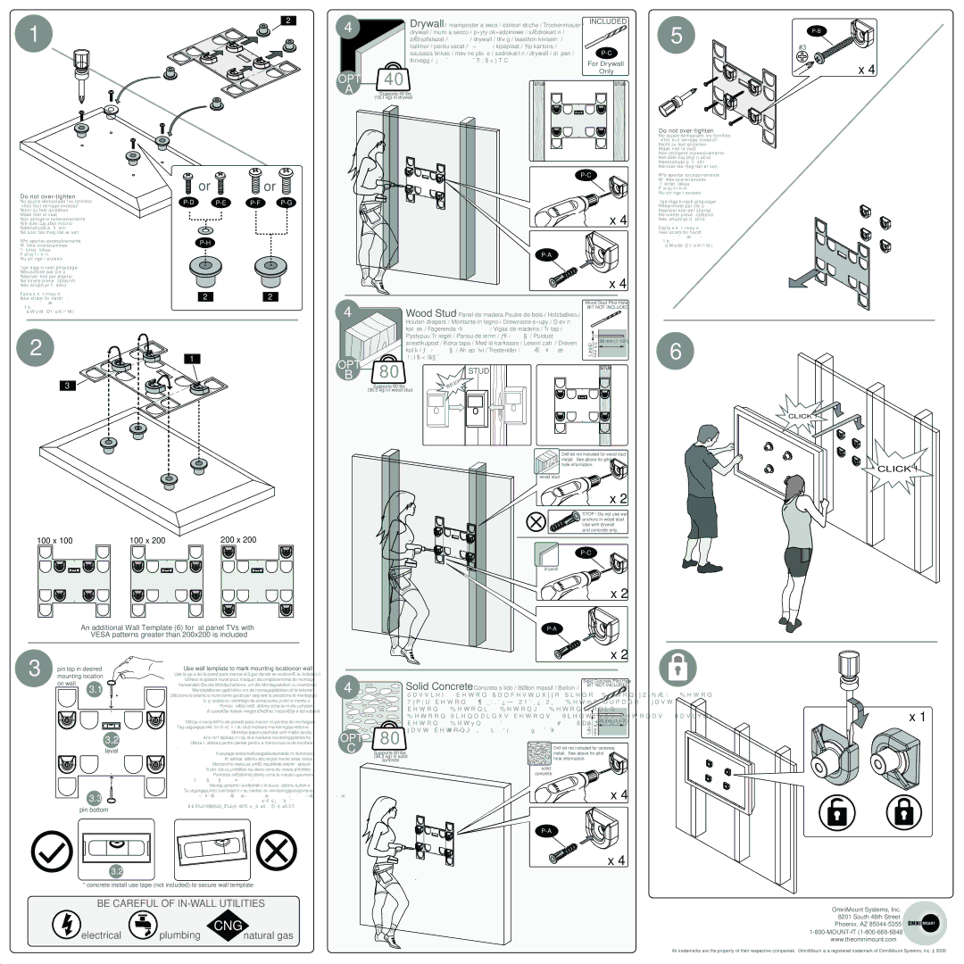 Omnimount OMF, L27-OM1100149-CON-021810vC instruction manual Included, Stud 