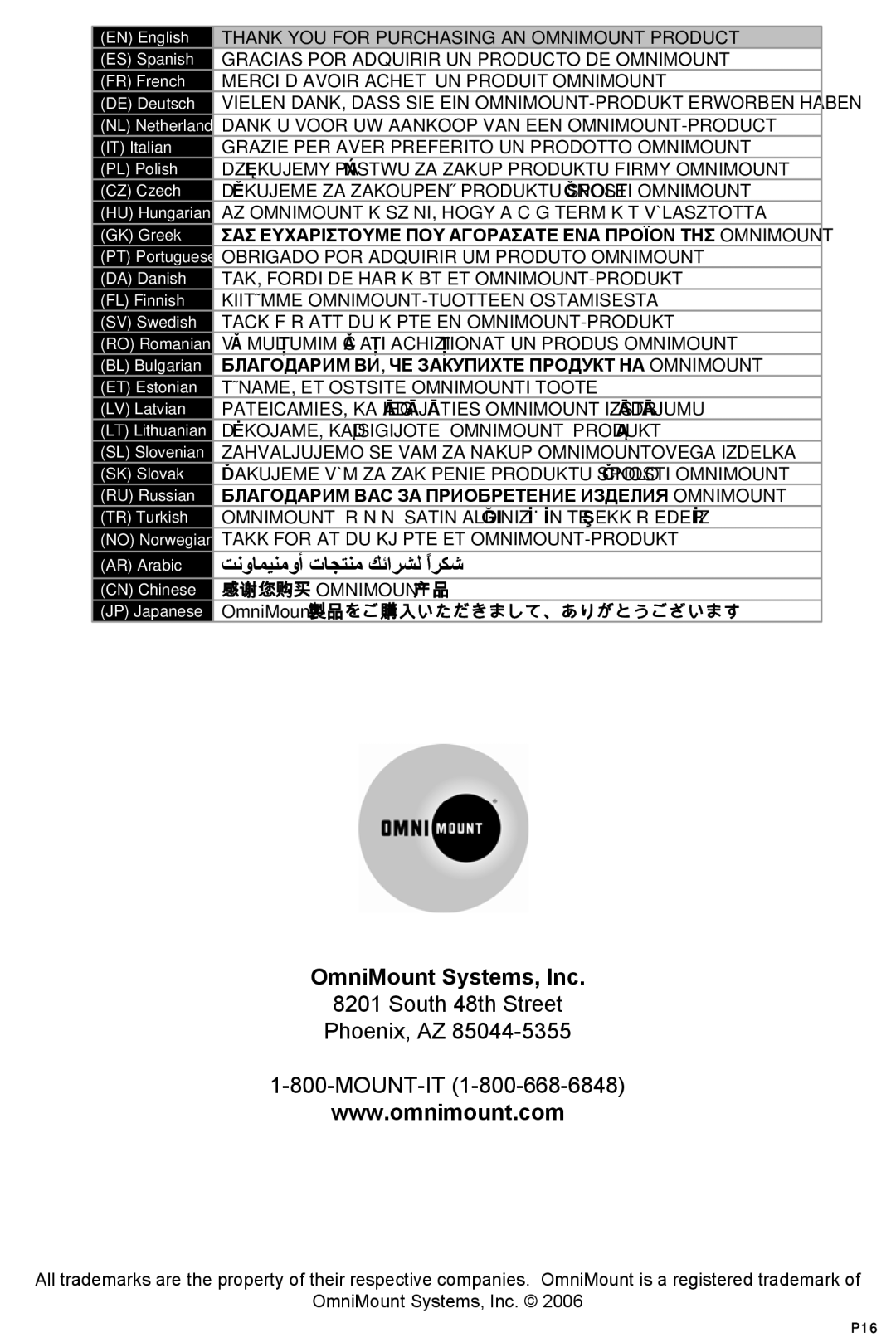 Omnimount LC31, 1004263 instruction manual OmniMount Systems, Inc 