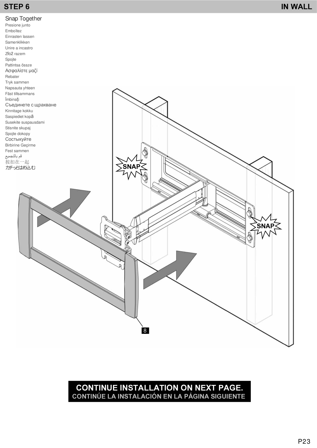 Omnimount LEDP75 manual Continue Installation on Next, P23 