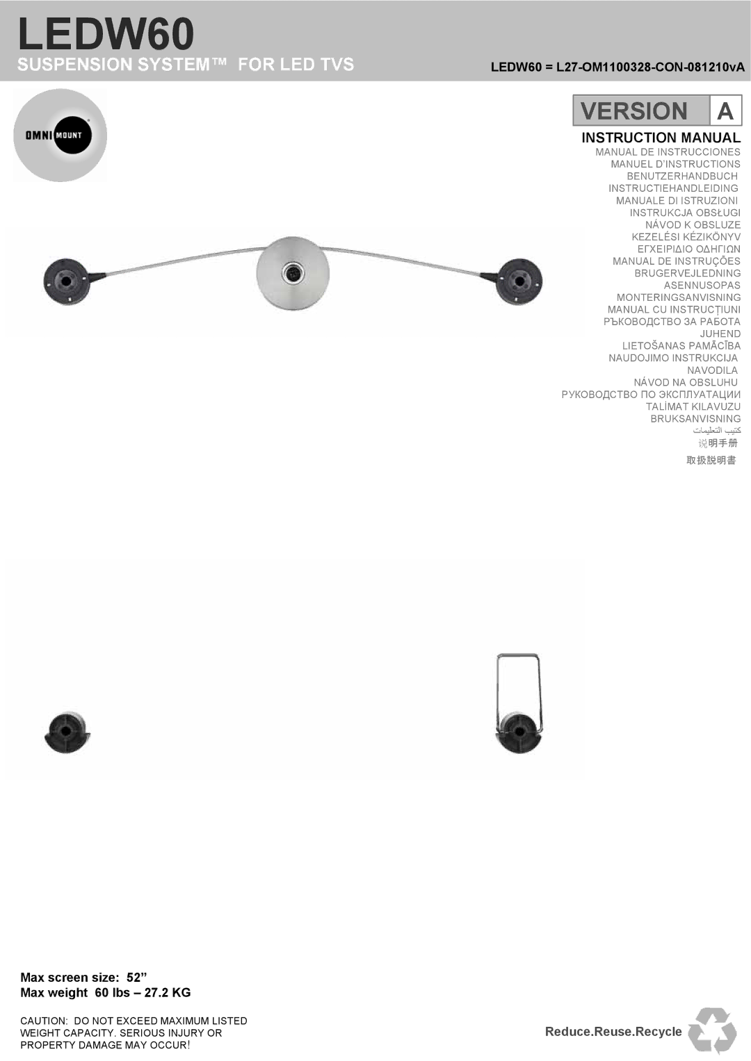 Omnimount LEDW60 manual 