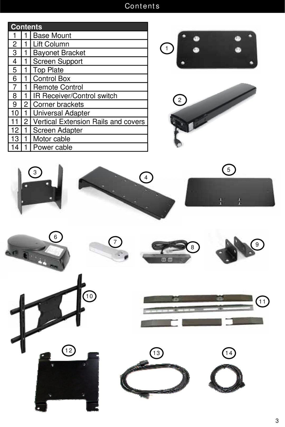 Omnimount Lift 42 manual Contents 