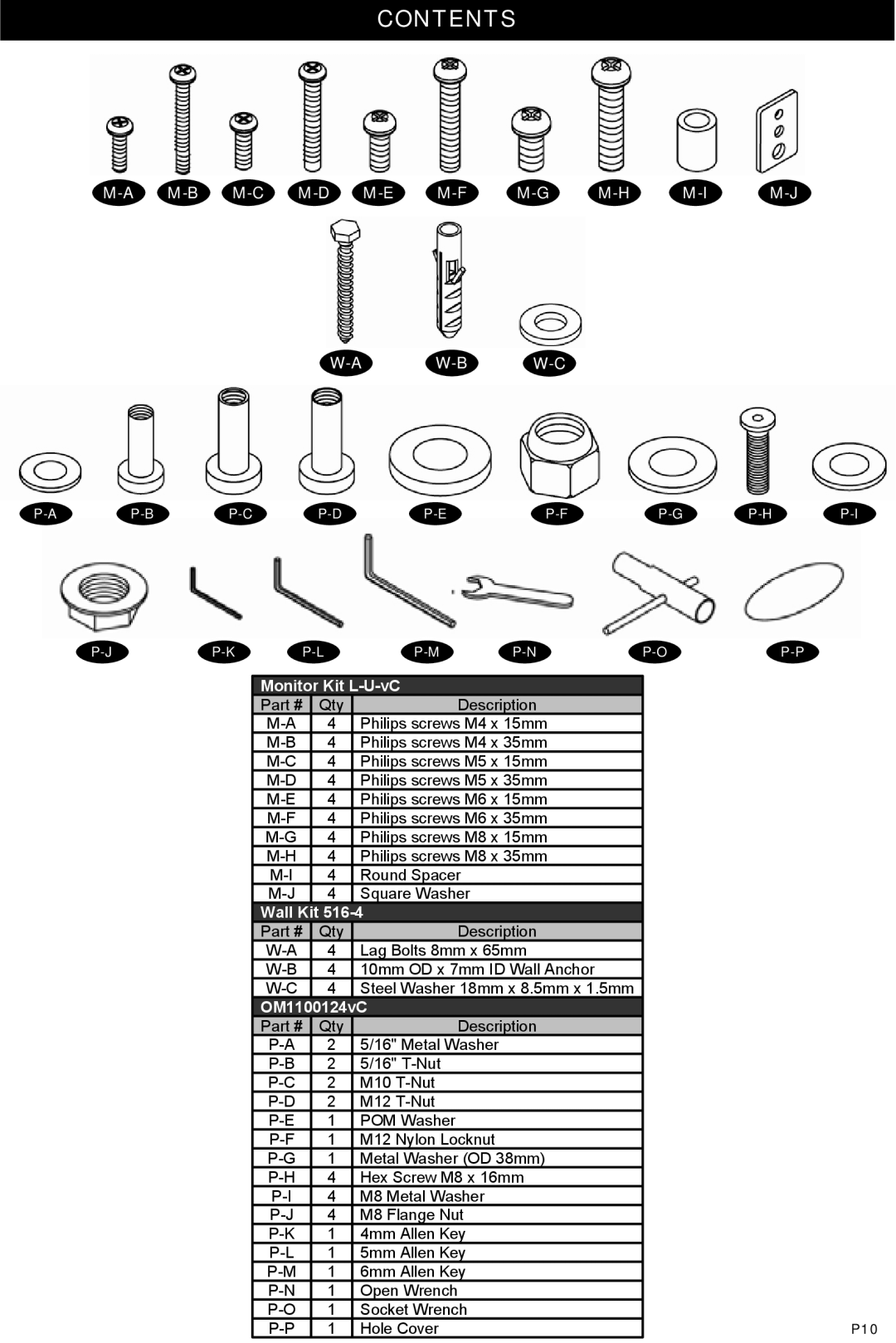 Omnimount Modena 47FP instruction manual Contents 